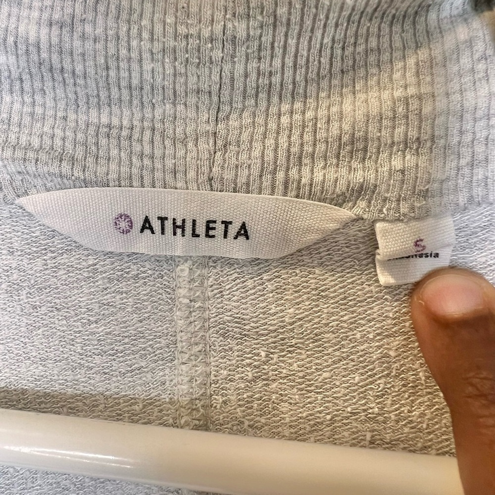 Athleta Pranayama Wrap Fog Grey Heather Cardigan Pullover Sweater Size Small. - Picture 7 of 9